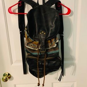 Tribal print/leather billabong backpack